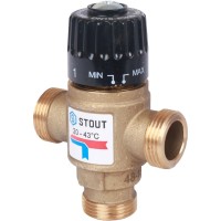 STOUT Термостатический смесительный клапан для систем отопления и ГВС 3/4" НР 20-43°С KV 1,6